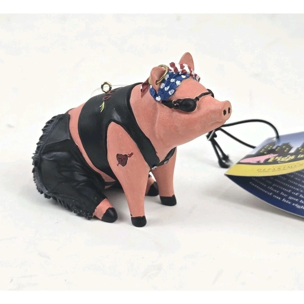 Dept 56 Pigs In the City Ornament Hawg Wild Biker Pig in Leather & Goggles 2005